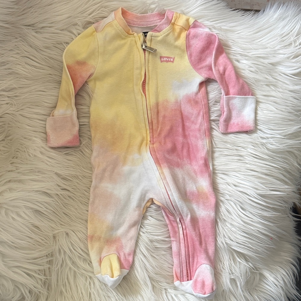 Levi's Kids Tie-Dye Footie - Pink, Yellow, White